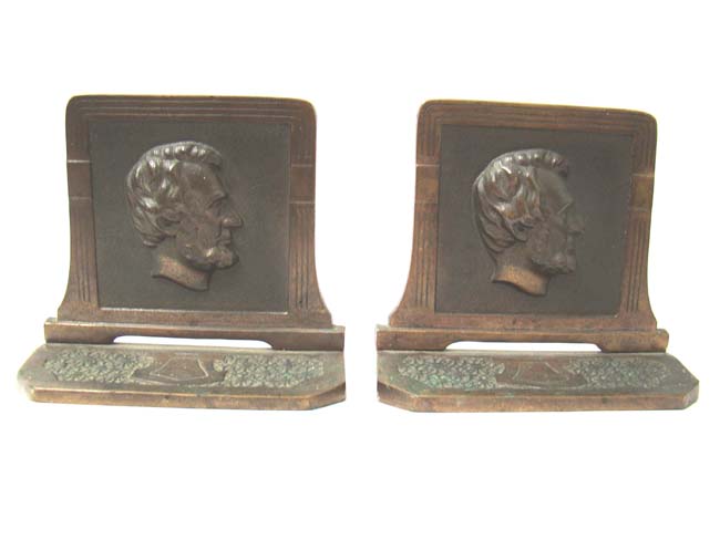 A pair of Antique Bookends by Judd Mfg. circa 1926 featuring the profile of Lincoln — image 2